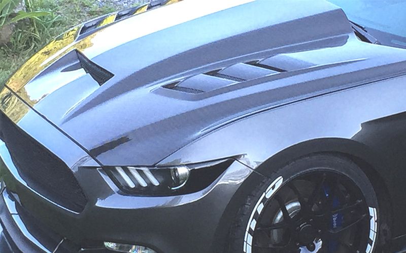 20152017 Mustang Carbon Fiber Terminator Hood 15FDMUS2DTM010C VIS Racing